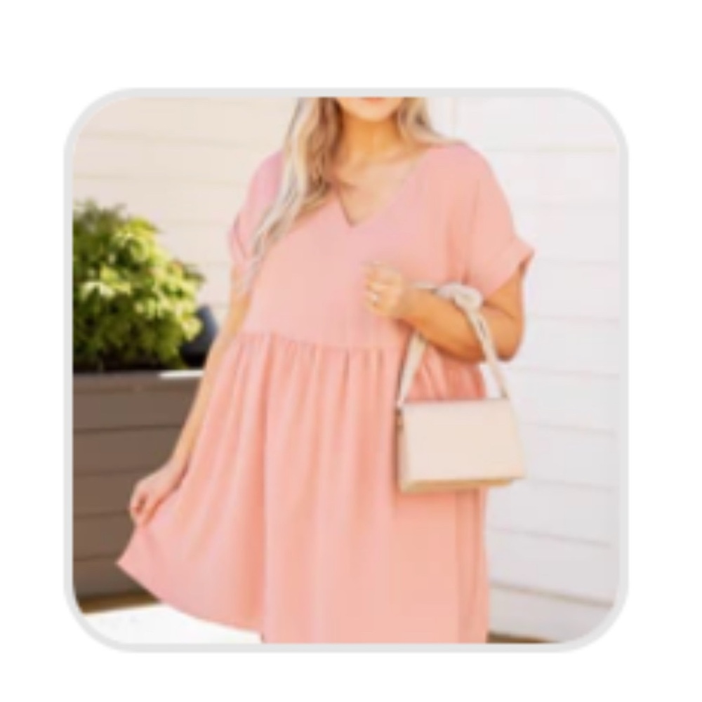 Pink V-Neck Dress